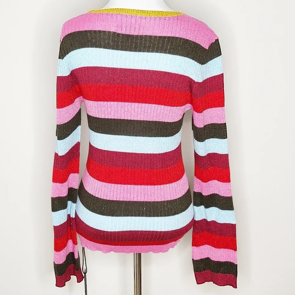 NWT Blank NYC Metallic Stripe Bell Sleeve Sweater M - Picture 4 of 8